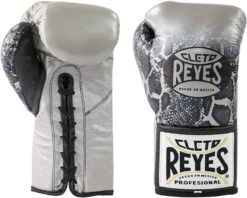 Cleto Reyes Professional Boxing Gloves - Silver/Black Steel Snake