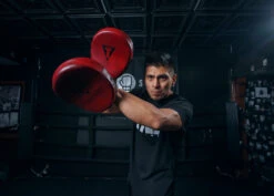 TITLE Boxing Blood Red Leather Punch Mitts -Boxing Shop BRMMPMRD 3