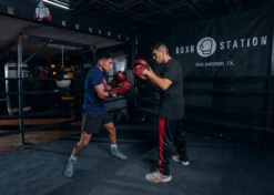 TITLE Boxing Blood Red Leather Punch Mitts -Boxing Shop BRMMPMRD 5