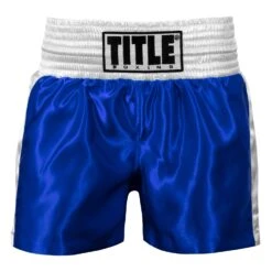 TITLE Boxing Professional Women’s Satin Striped Boxing Trunks -Boxing Shop TPBTW2 BL WH 2