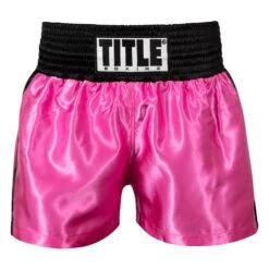 TITLE Boxing Professional Women’s Satin Striped Boxing Trunks -Boxing Shop TPBTW2 PK BK 2