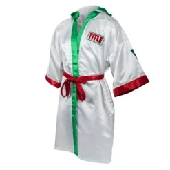 TITLE Boxing Pro Full Length Boxing Robe -Boxing Shop TSRFL2 RD WH GN 03