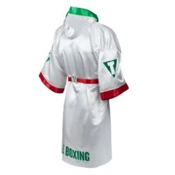 TITLE Boxing Pro Full Length Boxing Robe -Boxing Shop TSRFL2 RD WH GN 04