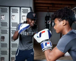 Fighting Force Micro Leather Punch Mitts -Boxing Shop ftgmpm wh bl 4